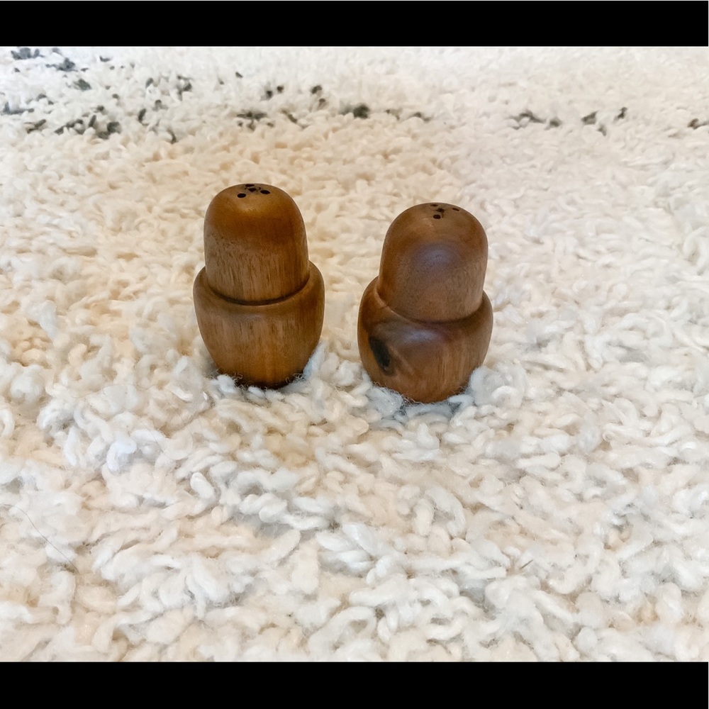 Vintage Wooden Walnut Salt and Pepper Shakers